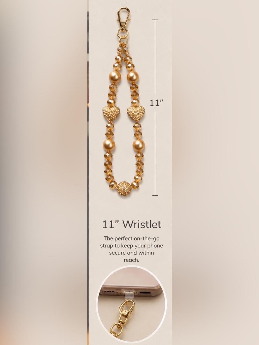Golden Elegance Beaded Phone Wristlet